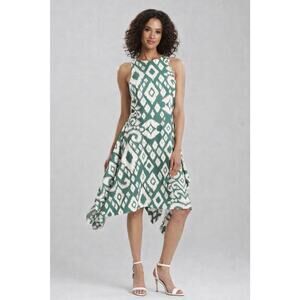 Natori Ginza Woven Crepe Handkerchief Dress XL Sleeveless Boho Flowy Cocktail